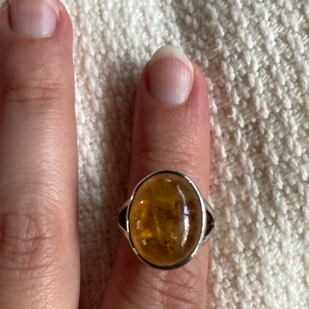 Honey Calcite Ring - sterling silver